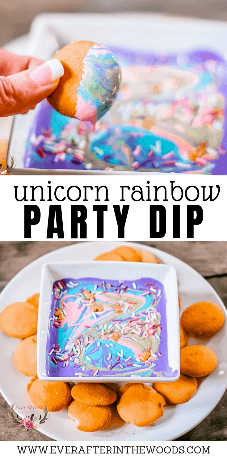 unicorn poop rainbow dip for unicorn inspired birthday parties