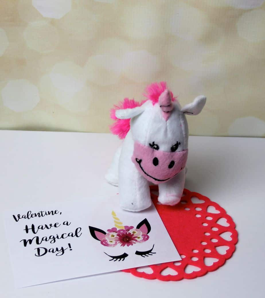 unicorn plush and free unicorn printable valentines day non candy card