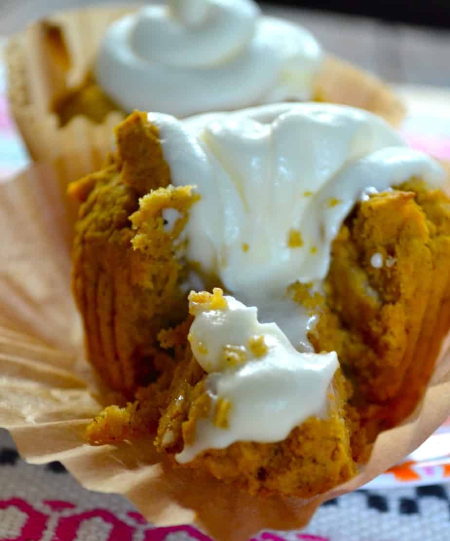 easy fall baking cupckaes stuffed with frosting