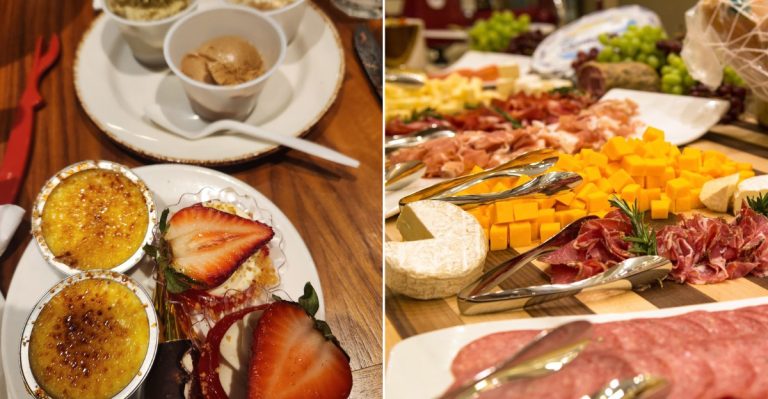 A Grand Victorian-Style Dining Hall in Nevada Featuring a Classic All-You-Can-Eat Buffet Spread with Nostalgic American and International Favorites