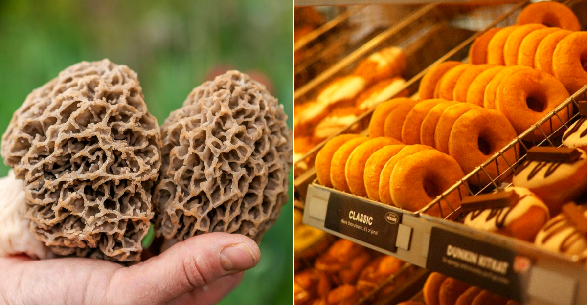 Morel mushrooms and fresh donuts
