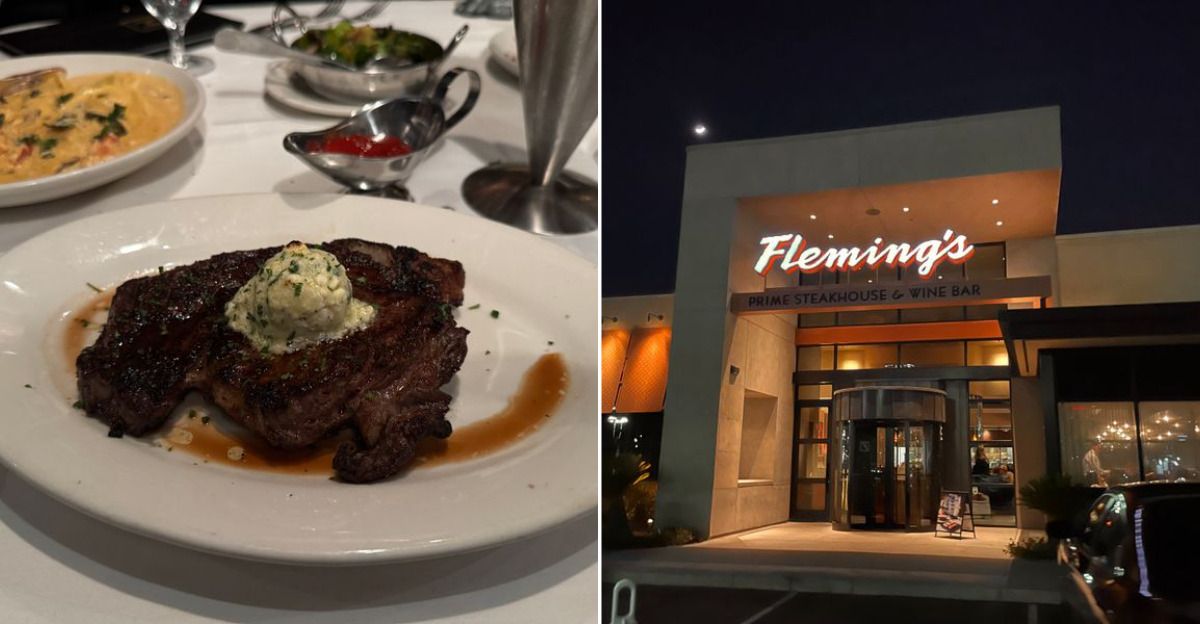 Perfectly Seared Ribeye Steak with Hearty Sides in a High-Energy Nevada Dining Room