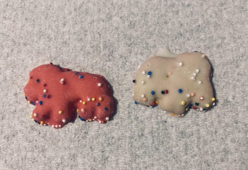 Mother's Circus Animal Cookies with Red Frosting