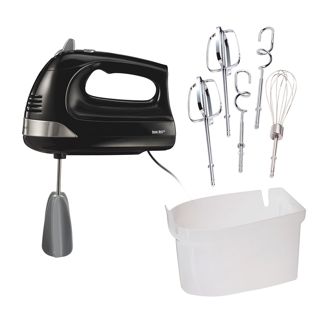 6 Speed Hand Mixer with Snap-On Case, Black