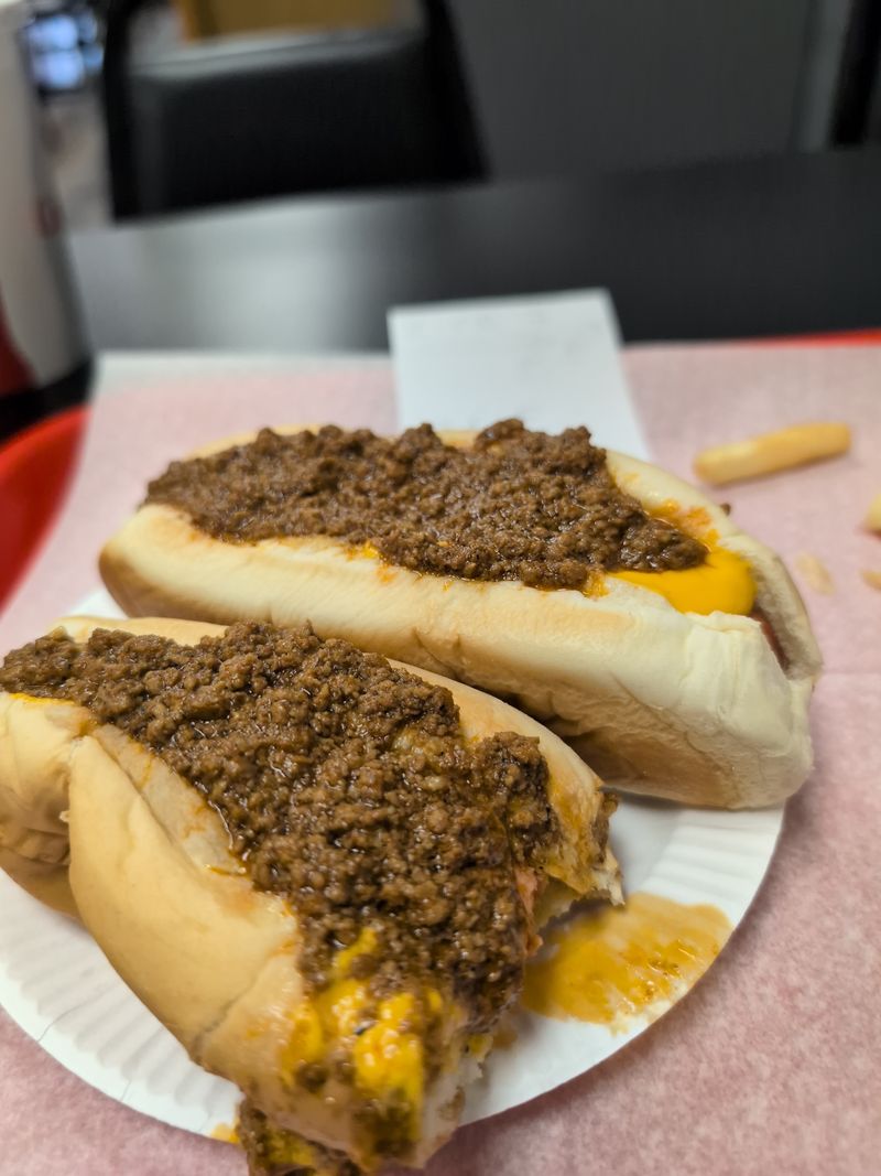 The Signature Chili Cheese Dog with Mustard