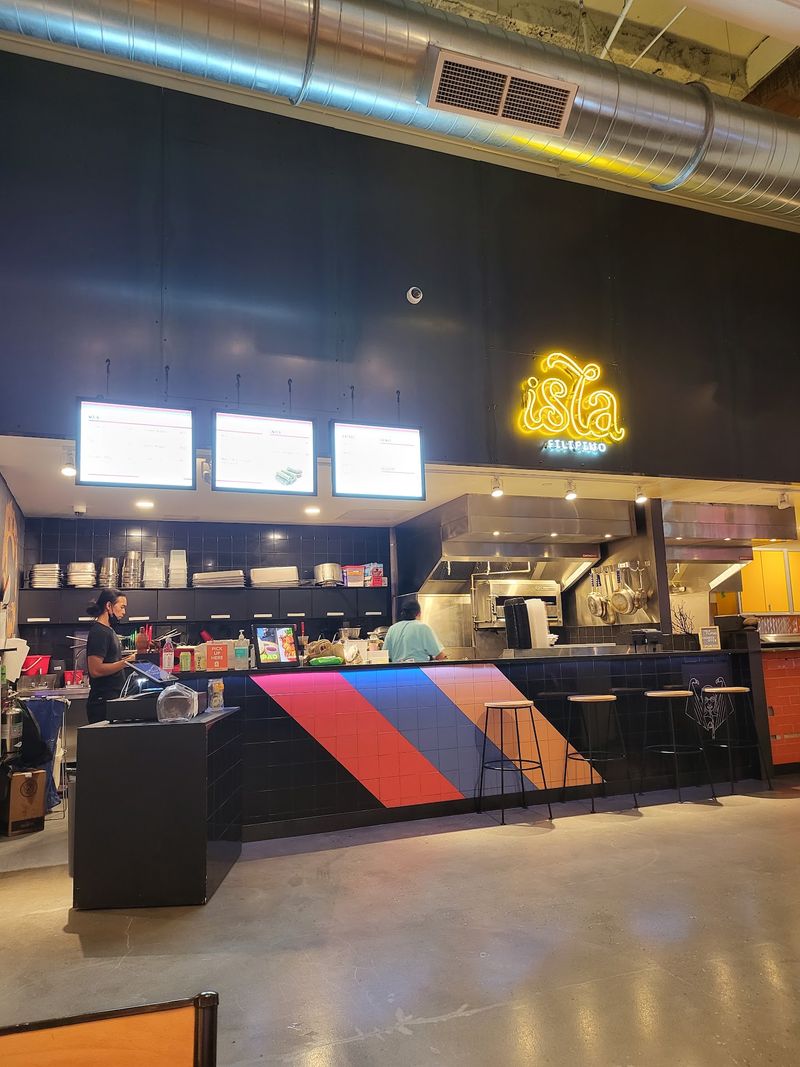 A Cozy Counter Inside a Bustling Food Hall A Cozy Counter Inside a Bustling Food Hall