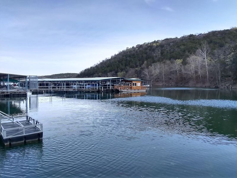 A Peaceful Marina With Mountain Views