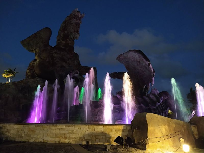 A Spectacular Fountain And Fire Show Runs On Select Nights