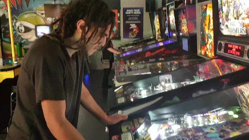 A Wall Of Classic Pinball Machines