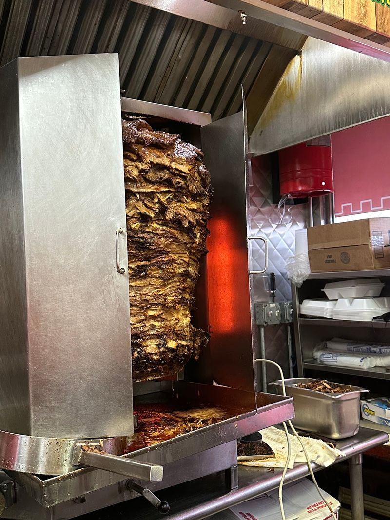 Al Pastor Tacos Spinning on the Rotisserie