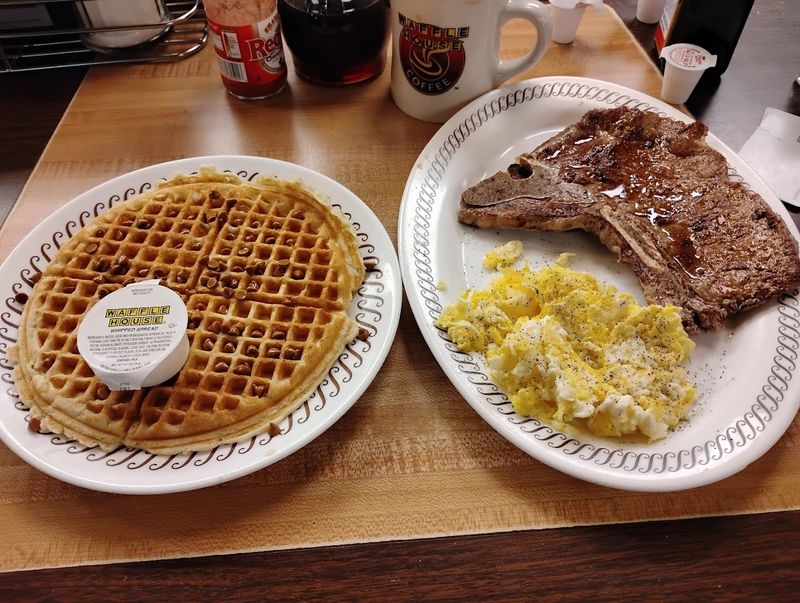 Pecan Waffle With A Side Of Bacon