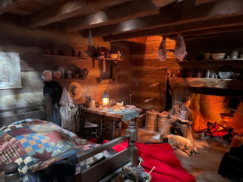 The Frontier Log Cabin Boyhood Scene