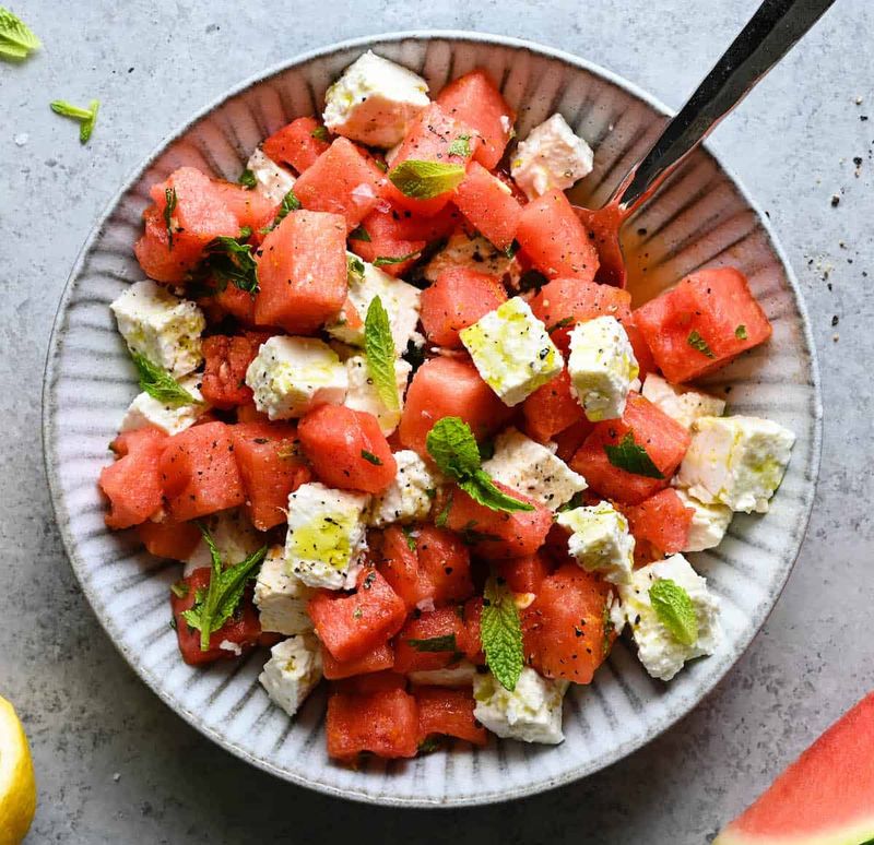 Watermelon Feta Salad With Mint And Honey