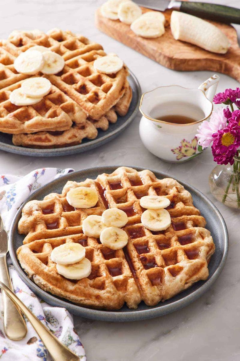 Golden Banana Waffles