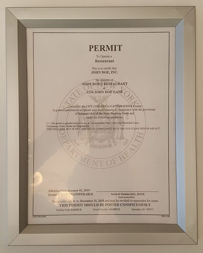 Missing Health Department Certificates