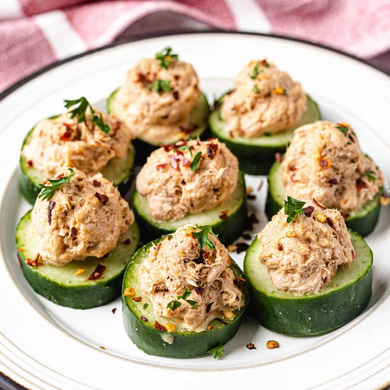 Spicy Tuna Cucumber Bites