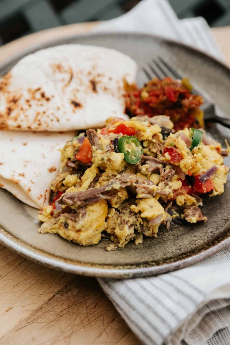 Machacado Con Huevos – Classic at local diners statewide