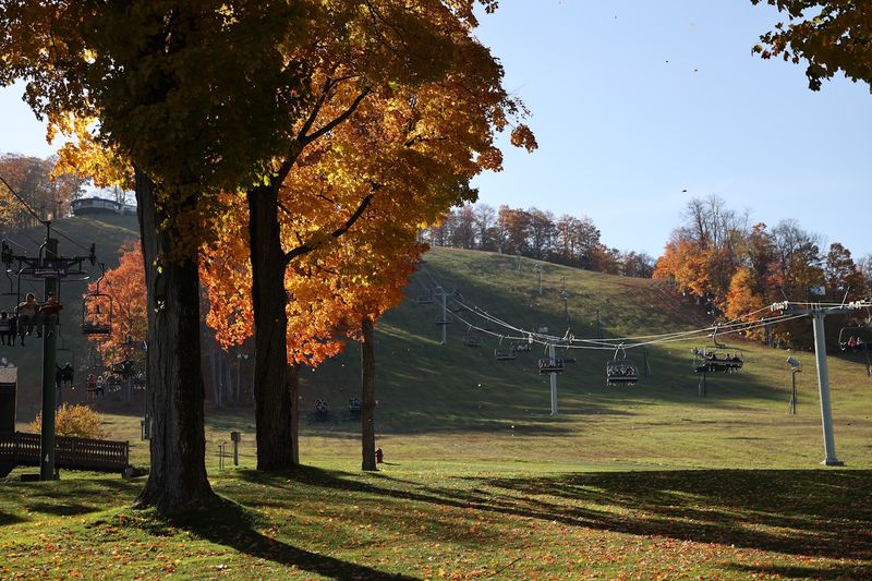 Boyne Mountain Road Leads To The Chairlift