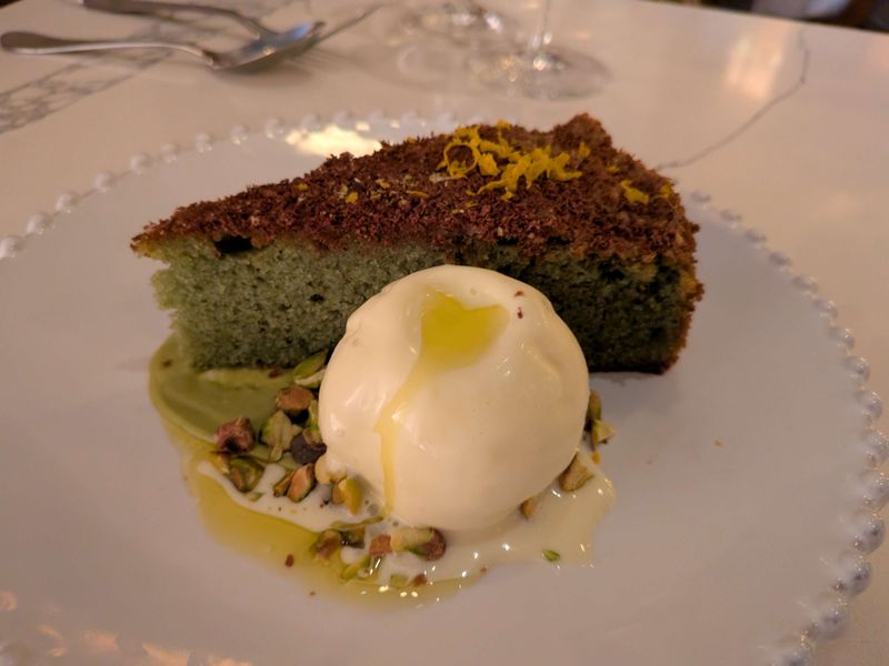 Pistachio Cake And Olive Oil Gelato