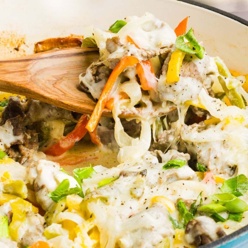 Philly Cheesesteak Stuffed Pepper Casserole