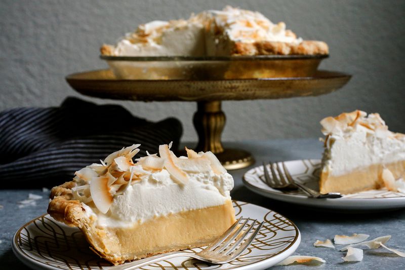 Coconut Cream Pie Piled High With Toasted Flakes