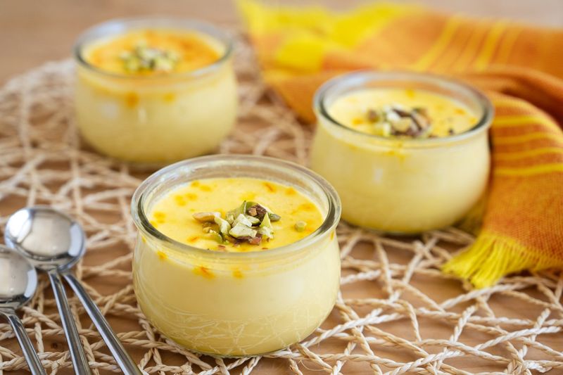 Saffron Panna Cotta with Honey and Pistachios