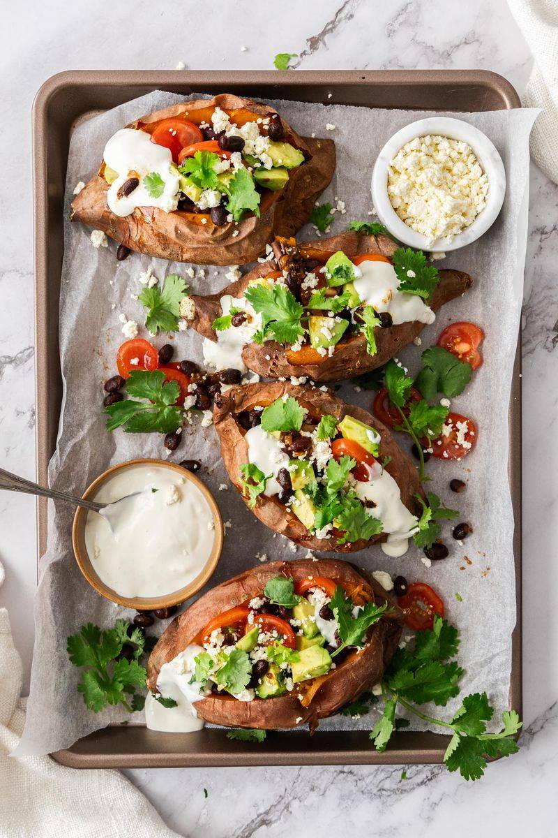 Stuffed Sweet Potatoes with Black Bean Salsa