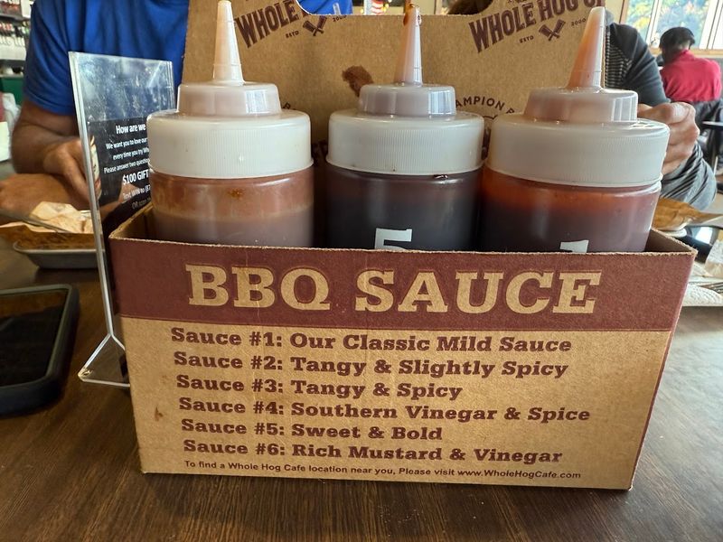 Six House Made Sauces Spanning Sweet Heat Mustard Vinegar