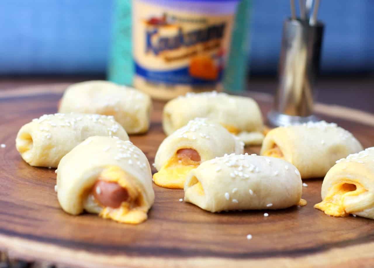 Cheesy Pigs in a Blanket made with Kaukauna® Sharp Cheddar Cheese Spread