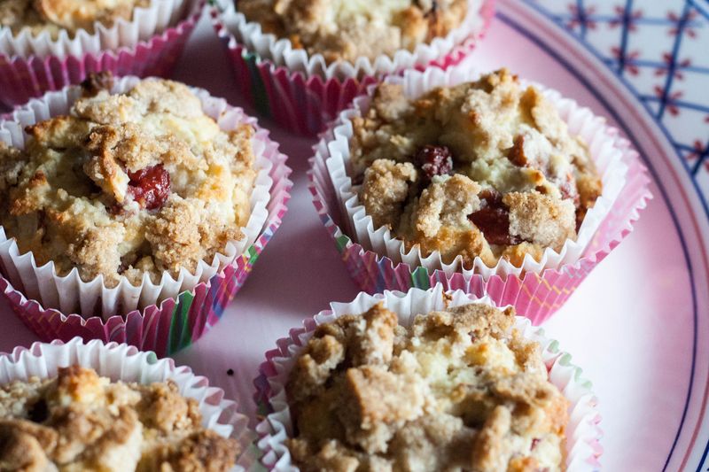 Sour Cherry Crumb Cobbler Muffins