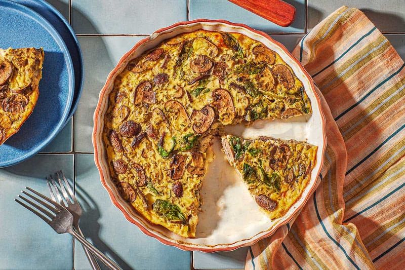 Crustless Spinach and Mushroom Quiche