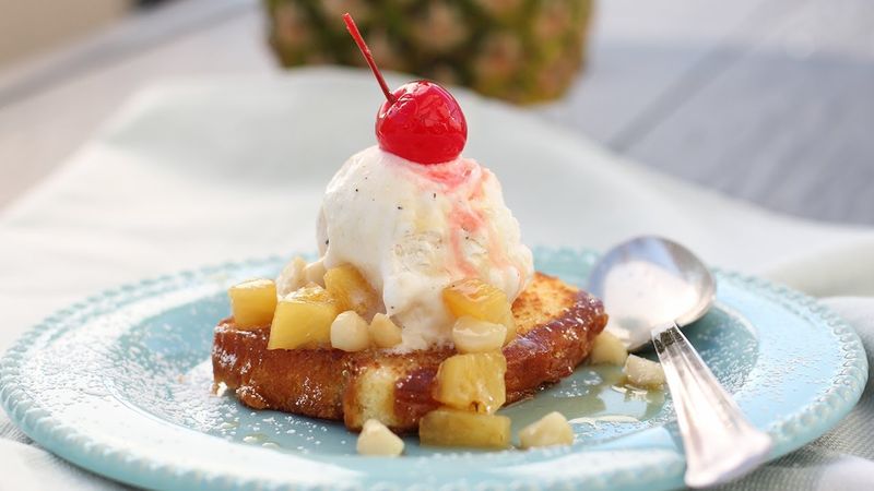 Pineapple Upside-Down Cake Sundaes