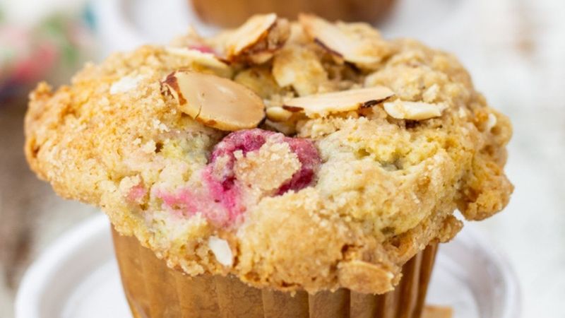 Almond-Cherry Streusel Topped Muffins
