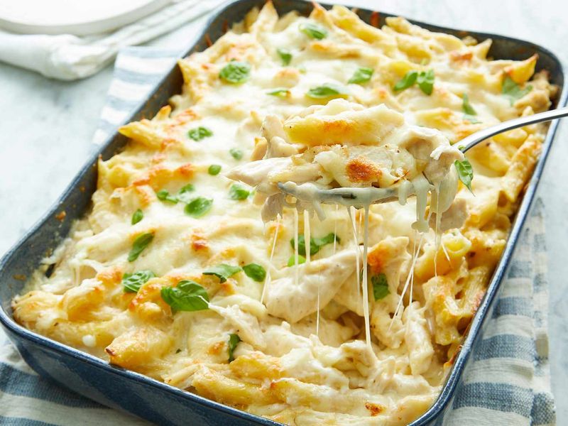 Dump-and-Bake Chicken Alfredo Casserole
