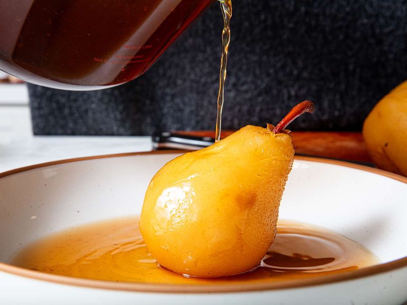 Earl Grey Tea Poached Pears with Mascarpone Cream