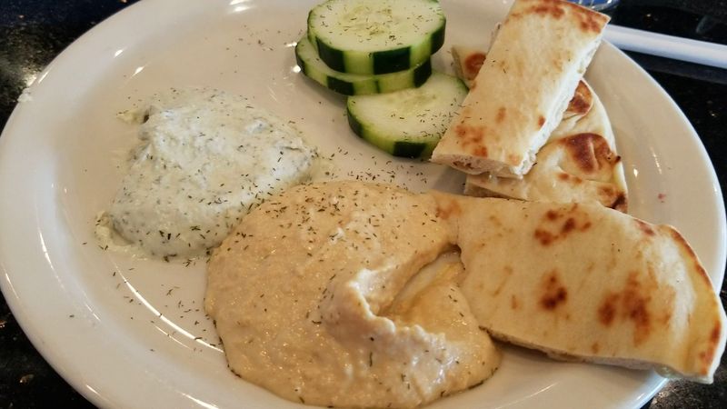 Complimentary Pita, Hummus, And Tzatziki