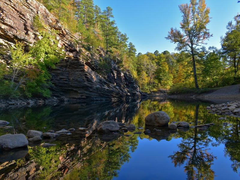 Cool Waters Beneath Tall Rock Bluffs