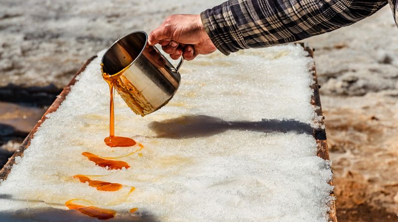 Real Maple Syrup on Snow