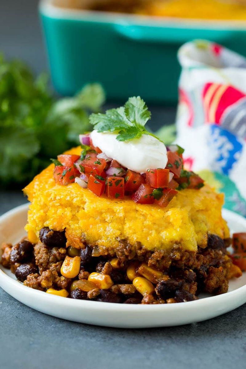 Tex-Mex Tamale Pie with Cornbread Crust