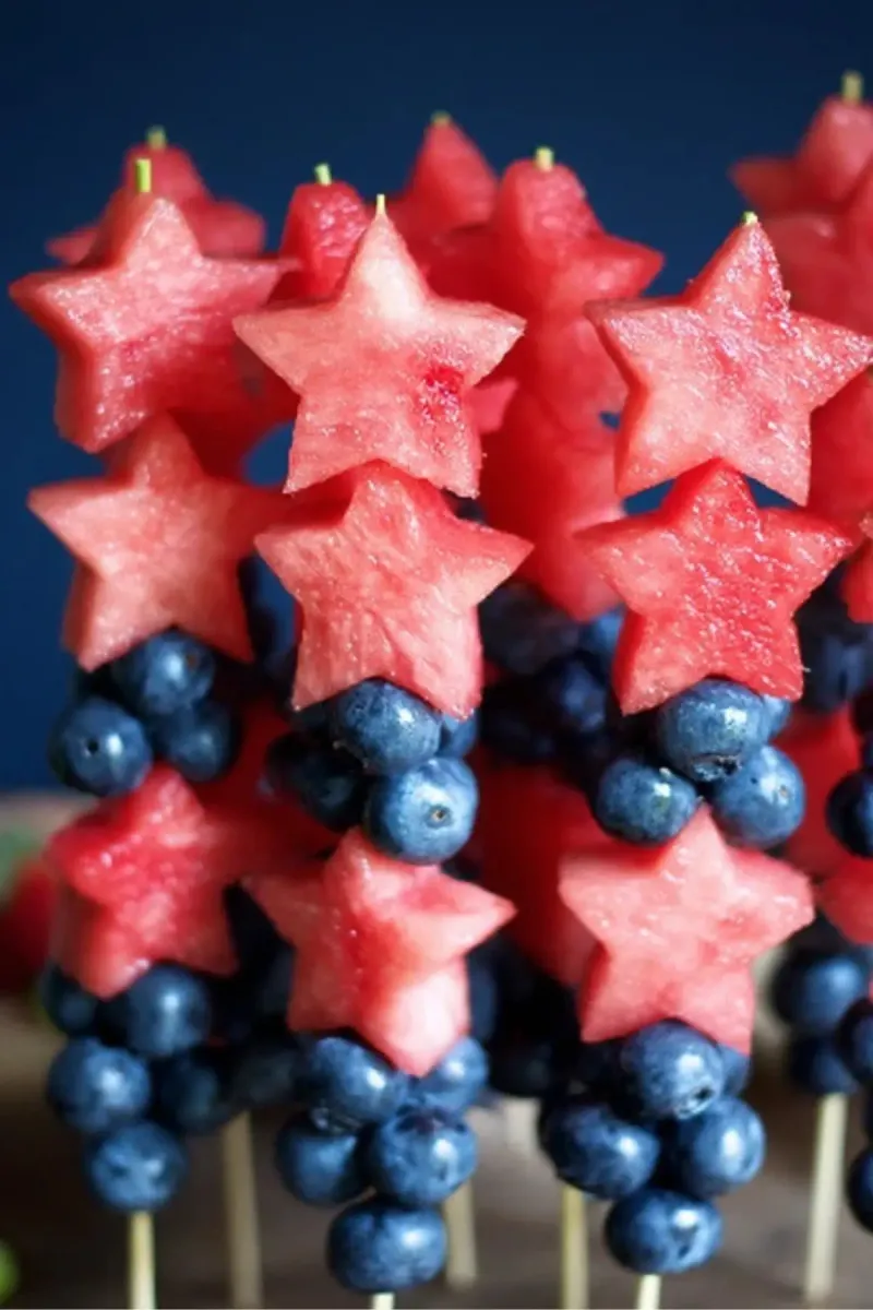Patriotic Fruit Kabobs With Honey-Yogurt Dip