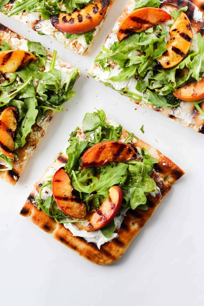 Grilled Peach and Arugula Flatbread