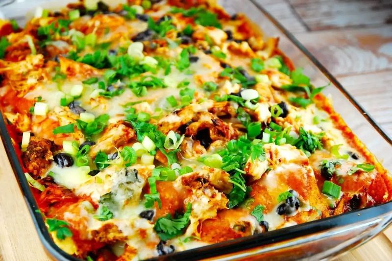 Layered Chicken Enchilada Casserole