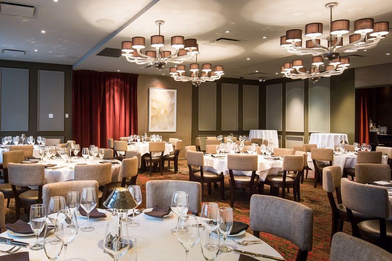 An Elegant Two-Level Dining Room