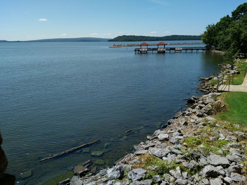 Docks Stretching Into Open Water
