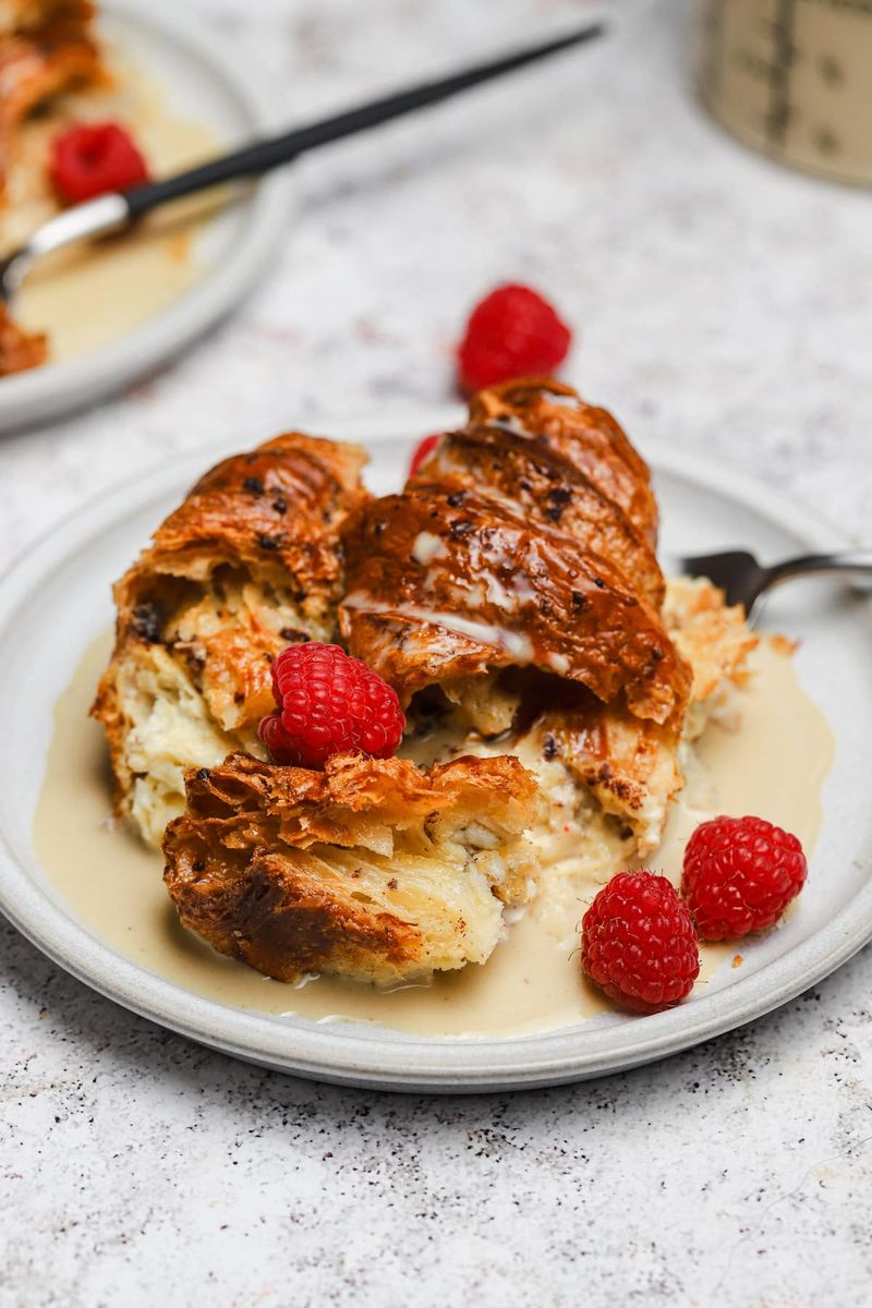 Croissant Bread Pudding with Espresso Syrup
