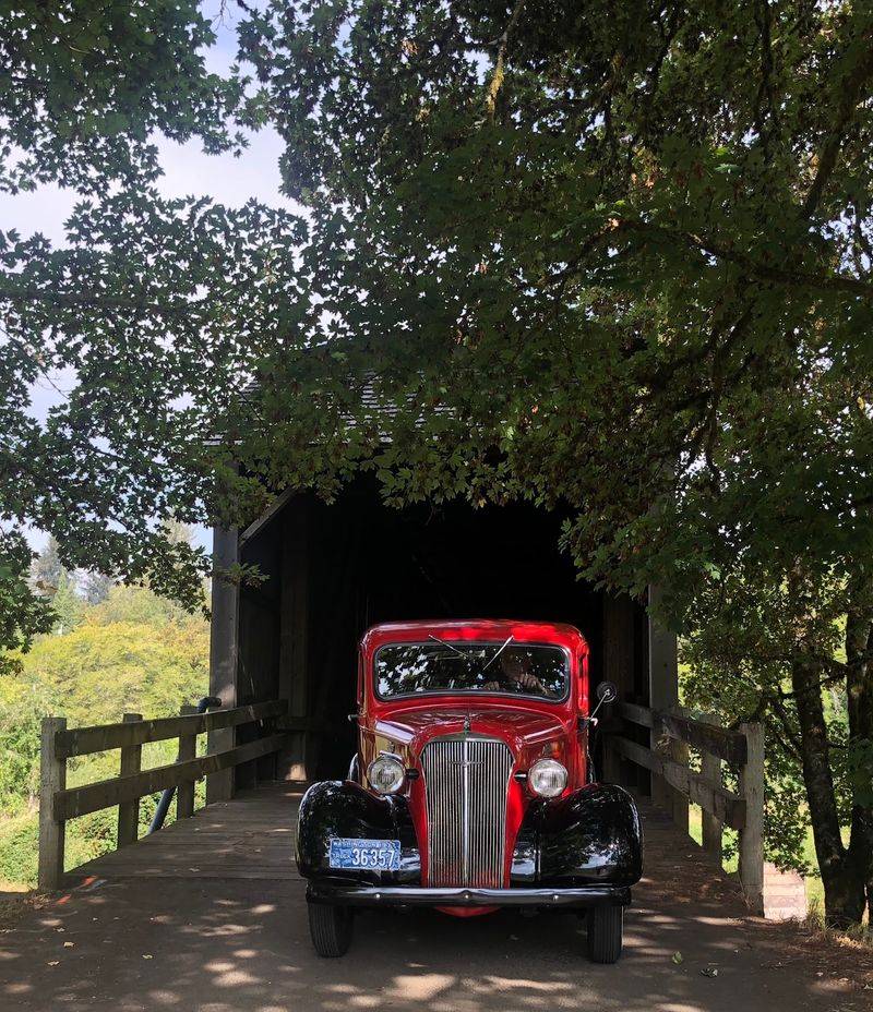 Driving Through a Wooden Tunnel