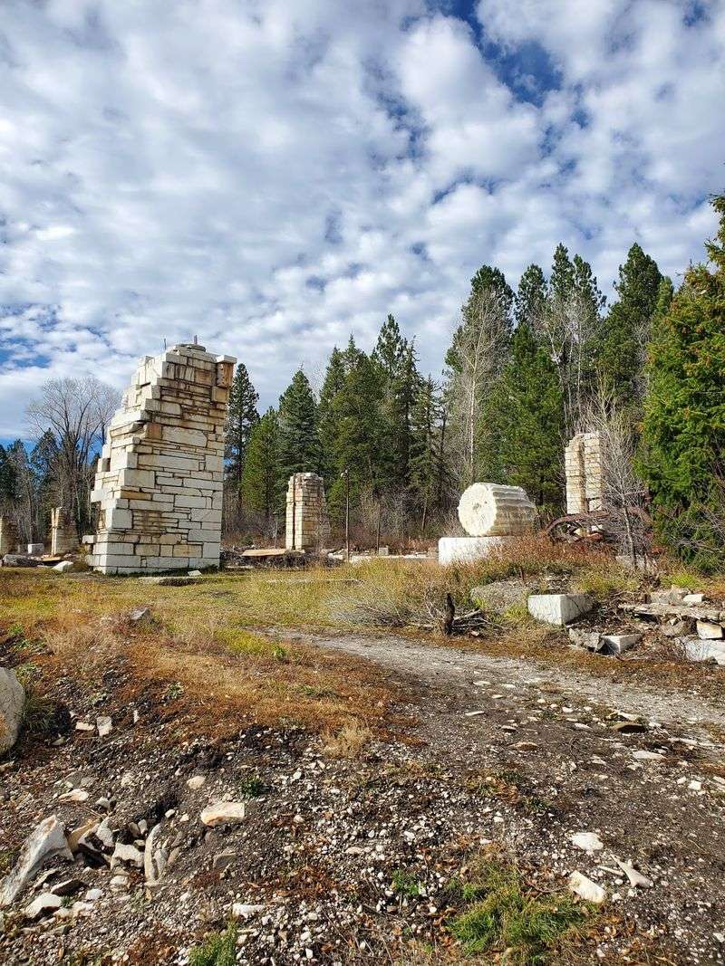 Foundations And Marble Pillars Still Show The Factory’s Bones Foundations And Marble Pillars Still Show The Factory’s Bones