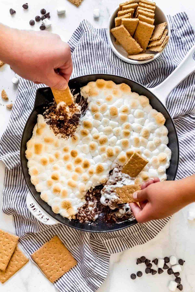 Skillet S'mores Dip With Homemade Graham Crackers