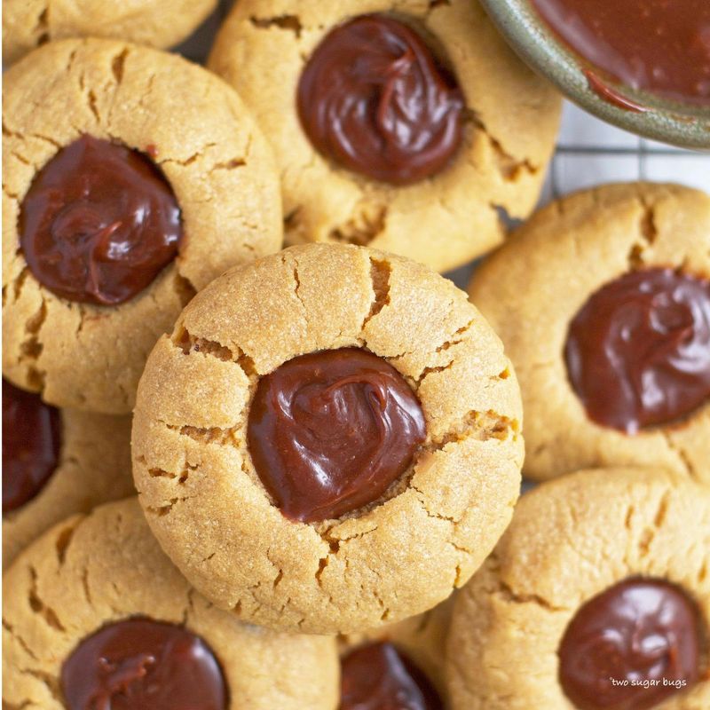 Chocolate Peanut Butter Thumbprint Cookies