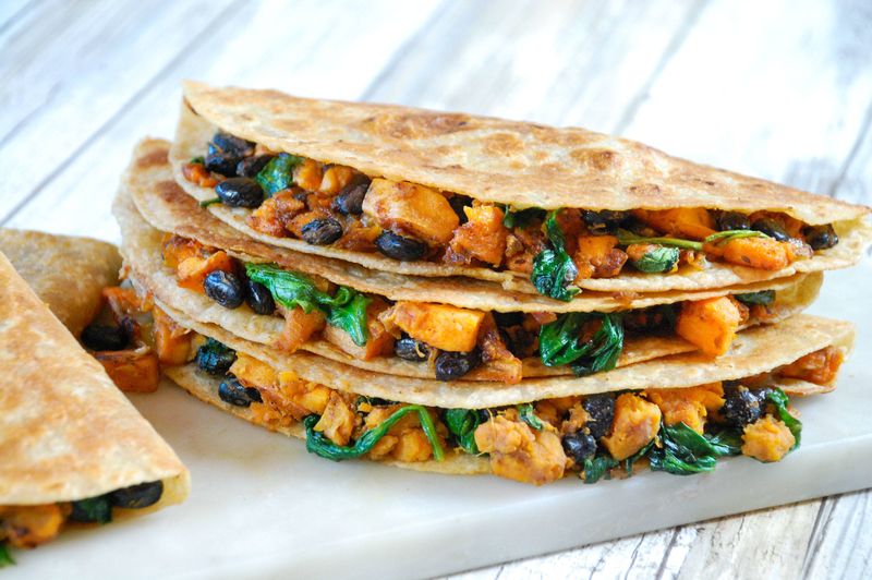 Speedy Black Bean and Sweet Potato Quesadillas